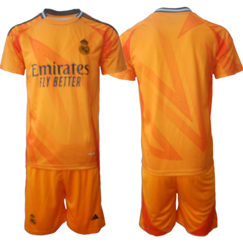 Men 2024-2025 Club Real Madrid away orange blank Soccer Jersey->real madrid jersey->Soccer Club Jersey